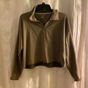 Olive green cropped quarter zip